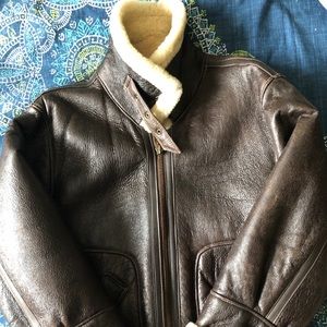 Aviator style leather jacket
